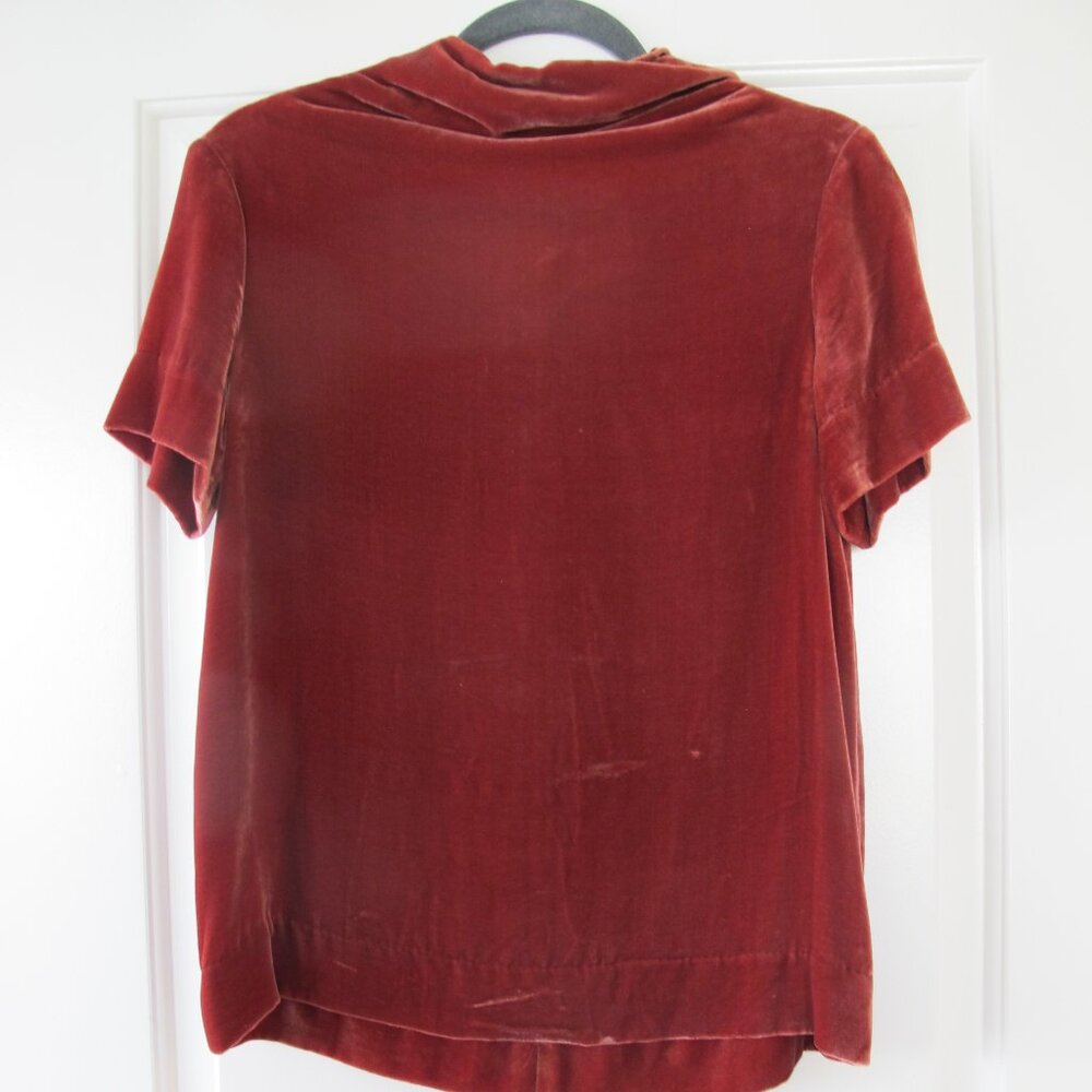 COS Velvet Short Sleeve Top – Rust Red (Back Zip)